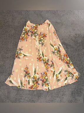 Vintage Kaneko Isao Floral Ribbon Bouquet Midi Skirt Lining K64FS07